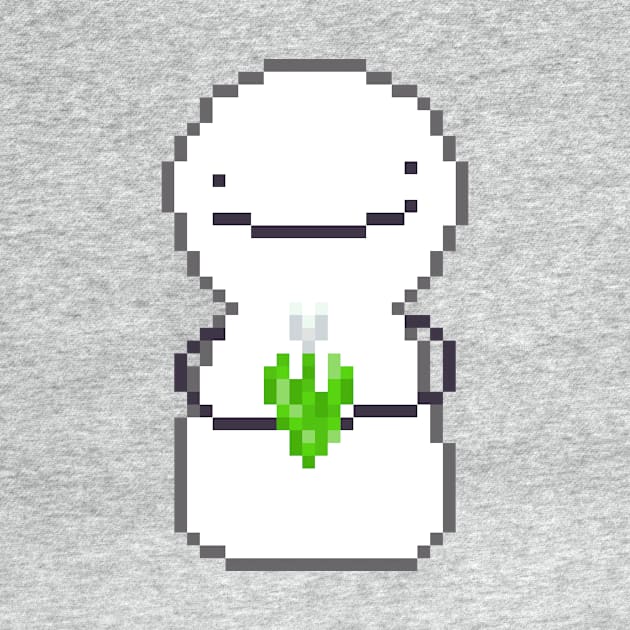 dream blob holding white tulip pixel art by sezawhatever